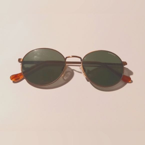 Vintage RANDOLPH ENGINEERING USA 23K  Gold  Plated Round Sunglasses - Picture 1 of 8